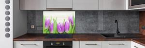 Panel do kuchyně Fialové tulipány pl-pksh-100x70-f-78755149