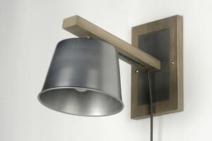 Nástěnná industriální lampa Grisso Industry (Nástěnné světlo ze dřeva a kovu s přívodním kabelem a vypínačem)
