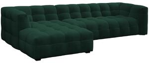 Lahvově zelená sametová pětimístná rohová pohovka Windsor & Co Vesta 320 cm, levá