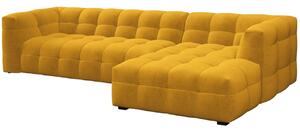 Žlutá sametová pětimístná rohová pohovka Windsor & Co Vesta 320 cm, pravá