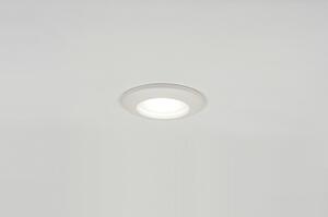 Zápustné koupelnové kulaté svítidlo z bíle lakovaného hliníku (LMD)