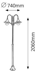 RABALUX Venkovní stojací lampa KONSTANZ, 3xE27, 100W, 200cm, černá, IP44 008248