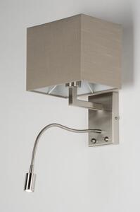 Nástěnné designové béžové svítidlo Talisman Taupe (Nástěnné světlo do ložnice se čtecí lampičkou a vypínačem)