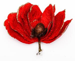 Umělá květina se svorkou, červená, 20 cm