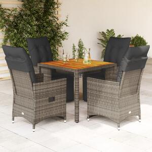 5dílný zahradní bistro set s poduškami šedý polyratan 3276886