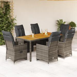 7dílný zahradní bistro set s poduškami šedý polyratan 3276889