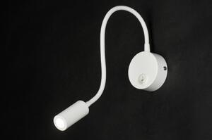 Nástěnné designové bílé LED svítidlo Fibie White (Nástěnné světlo do ložnice se čtecí lampičkou a vypínačem)