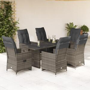 7dílný zahradní bistro set s poduškami šedý polyratan 3276899