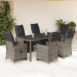 7dílný zahradní bistro set s poduškami šedý polyratan 3276897