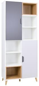 Obývací pokoj JOKER, sestava č. 1, bílá/grafit/šedá/dub lefkas
