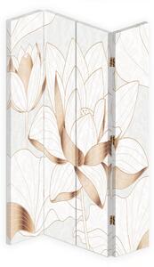 Paraván Lotosový květ v béžové barvě Velikost: 145 x 170 cm, Provedení: Otočný paraván 360°