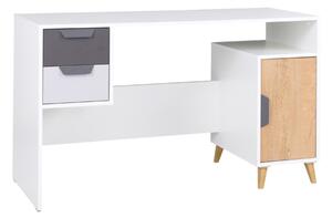 Psací stůl - JOKER 13, bílá/grafit/šedá/dub lefkas