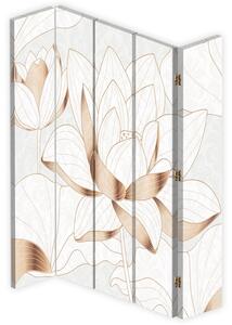 Paraván Lotosový květ v béžové barvě Rozměry: 180 x 170 cm, Provedení: Otočný paraván 360°