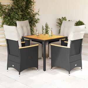 5dílný zahradní bistro set s poduškami černý polyratan 3276960
