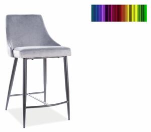 Barová židle - PIANO B H-2 Velvet, čalouněná, různé barvy na výběr Čalounění: světle šedá (Bluvel 14)