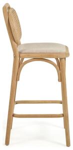 Dubová barová židle Kave Home Doriane s ratanovým opěradlem 65 cm