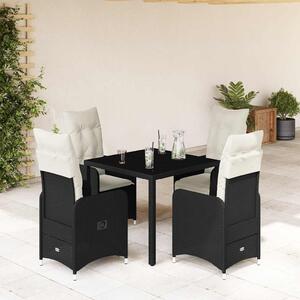5dílný zahradní bistro set s poduškami černý polyratan 3276989