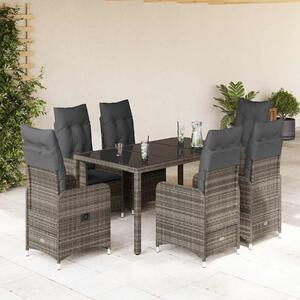 5dílný zahradní bistro set s poduškami šedý polyratan 3277036