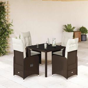 5dílný zahradní bistro set s poduškami hnědý polyratan 3277064