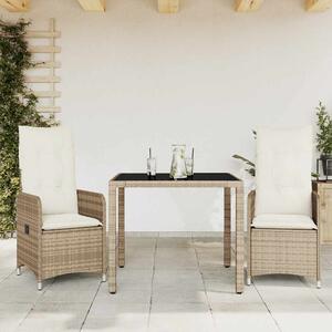 3dílný zahradní bistro set s poduškami béžový polyratan 3277095