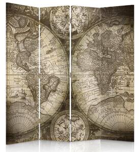 Paraván Starožitná mapa světa Rozměry: 180 x 170 cm, Provedení: Klasický paraván