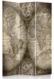 Paraván Starožitná mapa světa Rozměry: 180 x 170 cm, Provedení: Klasický paraván