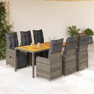 7dílný zahradní bistro set s poduškami šedý polyratan 3277161
