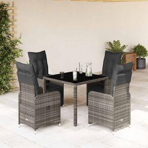 5dílný zahradní bistro set s poduškami šedý polyratan 3277166