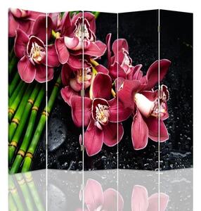 Paraván Orchidej s bambusem Rozměry: 180 x 170 cm, Provedení: Klasický paraván