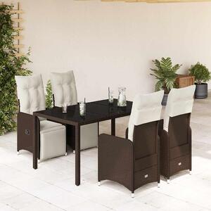 5dílný zahradní bistro set s poduškami hnědý polyratan 3277189