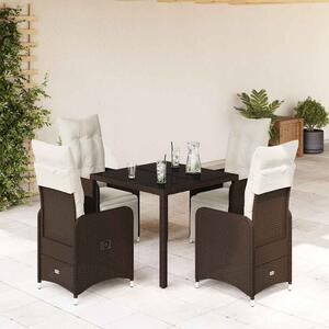 5dílný zahradní bistro set s poduškami hnědý polyratan 3277188