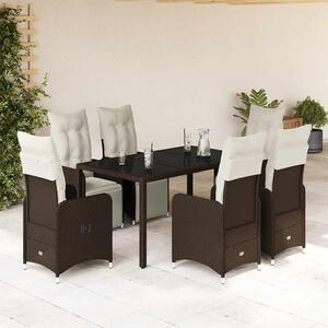 7dílný zahradní bistro set s poduškami hnědý polyratan 3277190