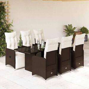 7dílný zahradní bistro set s poduškami hnědý polyratan 3277193