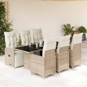 7dílný zahradní bistro set s poduškami hnědý polyratan 3277215
