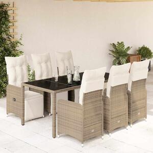 7dílný zahradní bistro set s poduškami hnědý polyratan 3277213