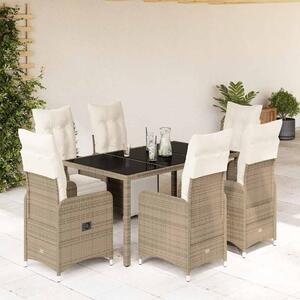 7dílný zahradní bistro set s poduškami hnědý polyratan 3277212