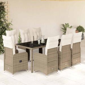 9dílný zahradní bistro set s poduškami hnědý polyratan 3277214