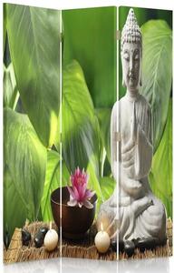 Paraván Buddha na pozadí listů Rozměry: 110 x 170 cm, Provedení: Klasický paraván