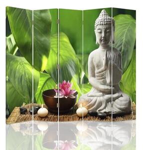 Paraván Buddha na pozadí listů Rozměry: 180 x 170 cm, Provedení: Klasický paraván