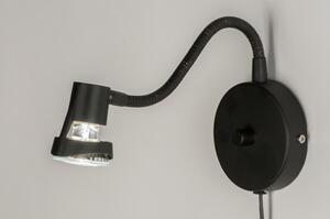 Nástěnné černé svítidlo Flexi Knirps Black (Flexibilní nastavitelná čtecí lampička, s vypínačem a kabelem)