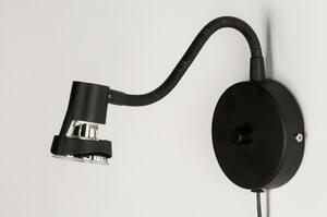 Nástěnné černé svítidlo Flexi Knirps Black (Flexibilní nastavitelná čtecí lampička, s vypínačem a kabelem)