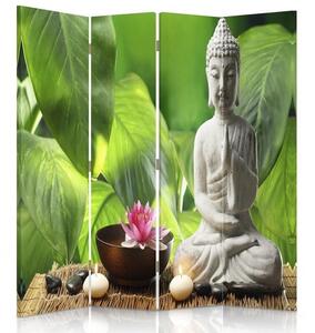 Paraván Buddha na pozadí listů Rozměry: 145 x 170 cm, Provedení: Klasický paraván