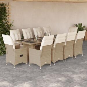 11dílný zahradní bistro set s poduškami béžový polyratan 3277248