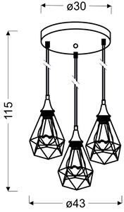 CLX Závěsné designové osvětlení GIACINTO, 3xE27, 60W, černÉ 33-62918