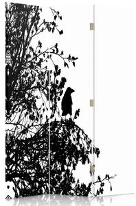 Paraván Černý pták na větvi Rozměry: 110 x 170 cm, Provedení: Klasický paraván