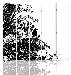 Paraván Černý pták na větvi Rozměry: 180 x 170 cm, Provedení: Klasický paraván