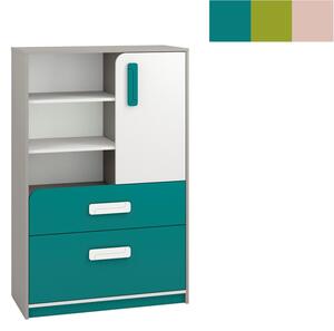 Skříňka - IQ 07, šedá/bílá, různé doplňkové barvy na výběr Barva/dekor: zelená