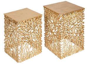 Moebel Living Set dvou zlatých kovových odkládacích stolků Wiktor 30x30/33x33 cm