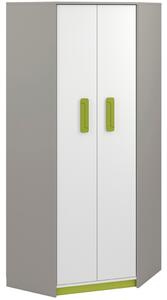 Rohová šatní skříň - IQ 01, šedá/bílá Barva/dekor: zelená