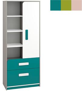 Skříň - IQ 03, šedá/bílá, různé doplňkové barvy na výběr Barva/dekor: zelená